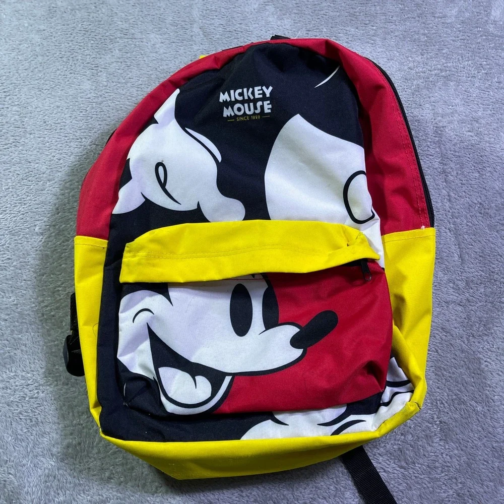 Mickey Mouse Backpack Red Yellow Black‎ Classic Character Print School Bag